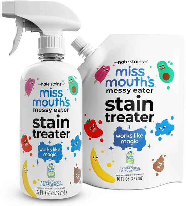HATE STAIN Miss Mouth's 헤이트 스테인 미스마우스 Stain Treater 스테인 트리터 옷 얼룩제거제 본품+리필, 2개, 473ml - 쿠팡