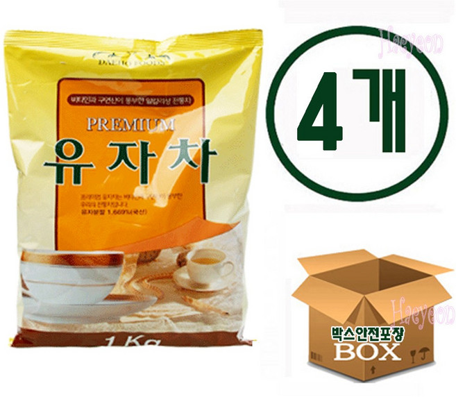 대호 유자차 자판기용 유자차, 1kg, 4개, 1개입