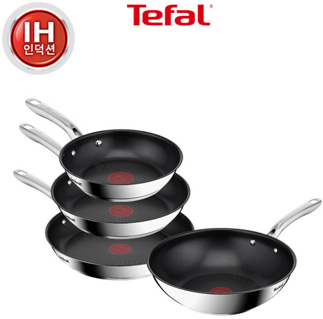 테팔 인덕션 티타늄 1X 스테인리스 스틸 심플리쉐프 4종세트(팬20+팬24+팬28+웍28), (팬20+팬24+팬28+웍28), 1세트