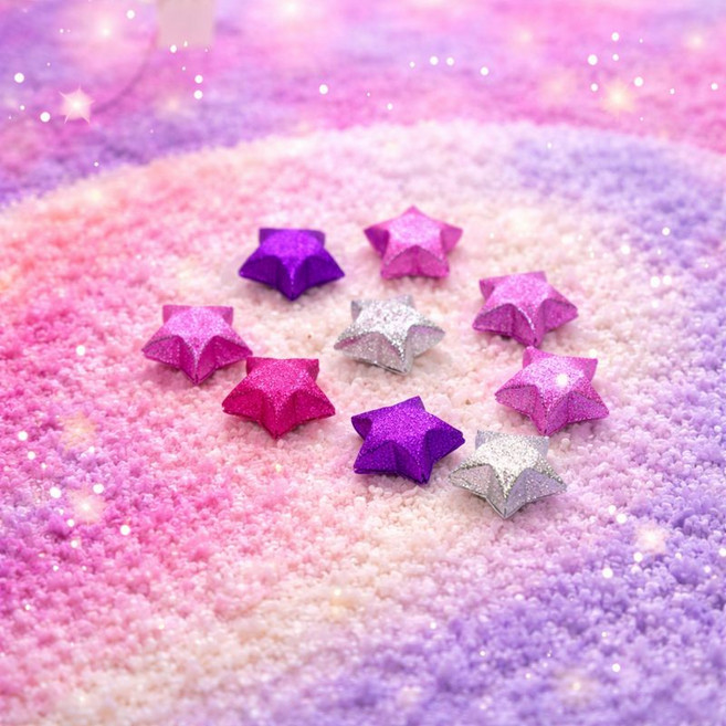 트윈은 별종이 보라 반짝이 글리터 반짝이 고급 핑크 퍼플 5색 520장 별접기, 520개
