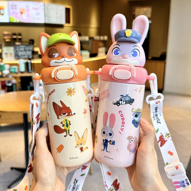 주디닉 주디닉 텀블러 여학생 고용모치 빨대컵 휴대용 물컵 학생 등교 전용, 1개, 480ml, 오렌지 닉