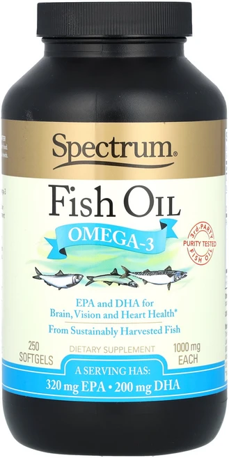 스펙트럼 에센셜 Spectrum Essentials 피쉬 오일 오메가3 소프트젤 250정소프트젤 1정당 500mg124133원산지:기타, 1개, 250정 - 쿠팡