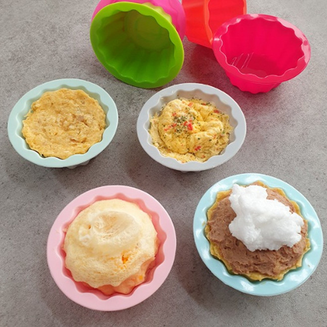 대코 실리콘 머핀빵틀4P 머핀컵 유산지 대용 머핀몰드 반찬 파티션그릇 제과제빵도구, 1개, 원색칼라