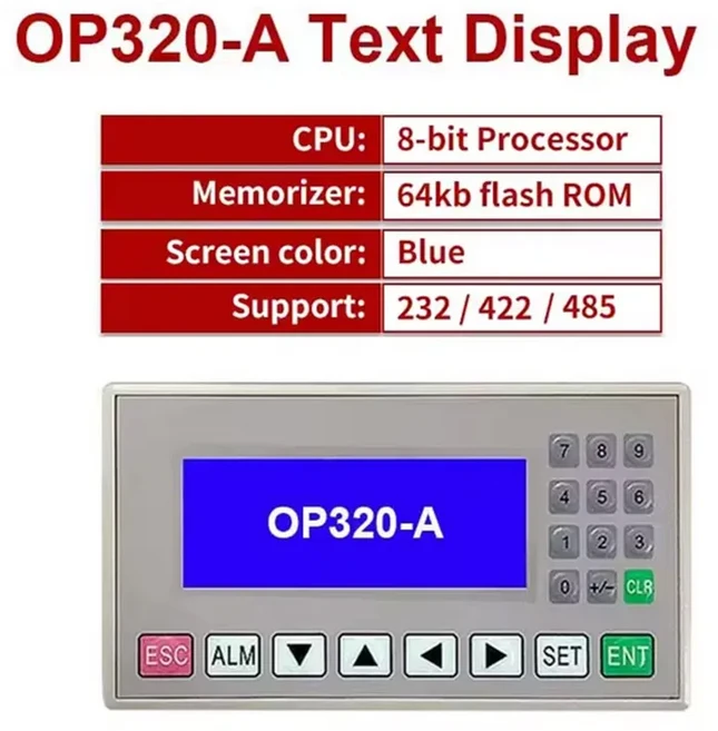 OP320 A 텍스트 디스플레이 지원 232/422/485 통신 포트 호환 PLC 산업용 제어 보드 MD204L, 04 OP320-A Blue, 04 OP320-A Blue