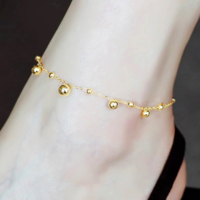 시르겜스 여성용 14k 도금 행운의 구슬 발찌
