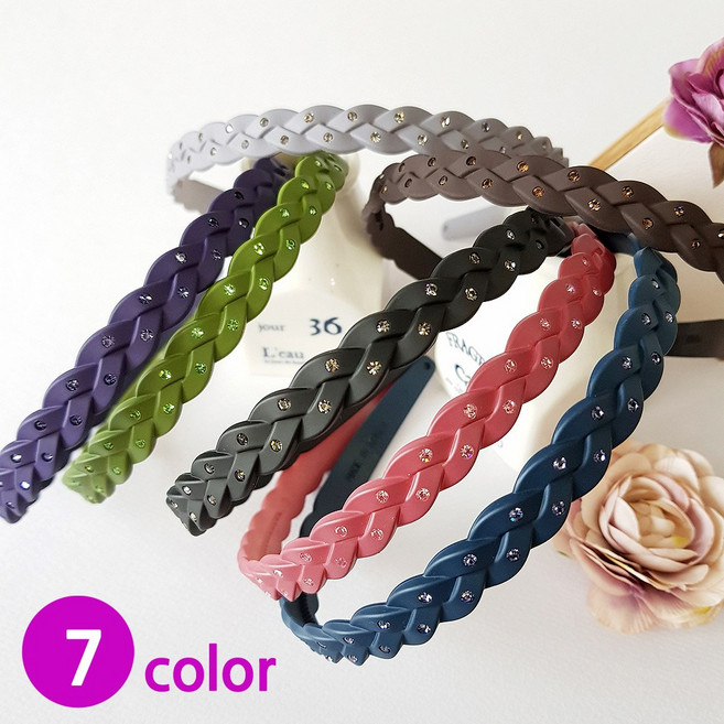 인조이박스 고탄력~ 꽈배기 큐빅 머리띠 COR TWI