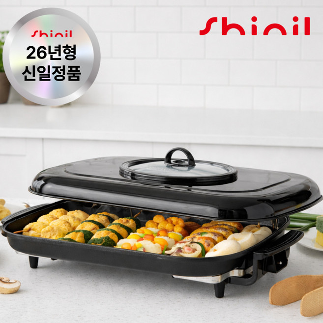 신일 전기후라이팬 사각 대형 잔치팬 피자팬 60cm 후라이 전 팬, H261WS(블랙)