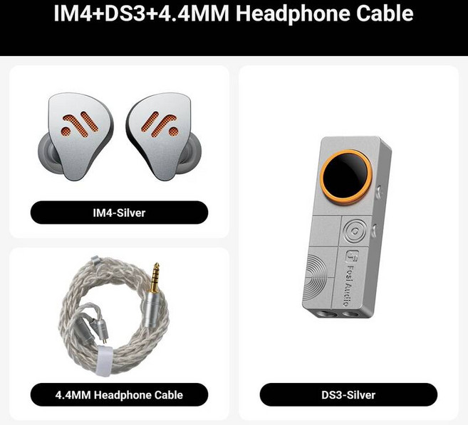 오디오셀렉터 변환 연결 광오디오 Fosi o DS3 DAC 앰프 휴대용 HIFI 헤드폰 XMOS XU316 DSD512 동글 dac 4.4mm 밸런스드/3.5mm 잭, IM4-4.4MM-DS3-Silver