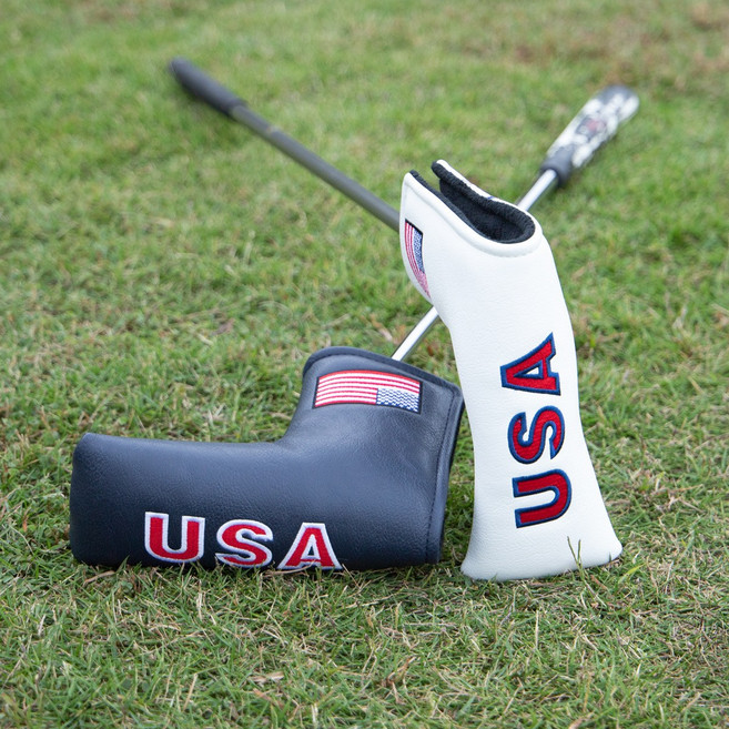 USA Eagle 독수리 퍼터 커버 골프채커버 블레이드 말렛 카바, 화이트, 1개