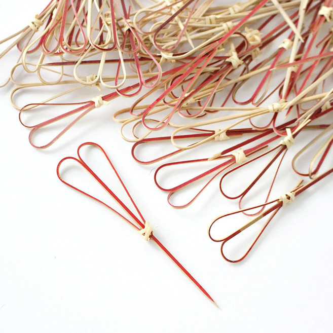 대나무 하트 칵테일픽 약 100개입 레드 ( 하트픽 과일꽂이 일회용 이쑤시개 샌드위치 햄버거 꼬지 도시락 데코픽 크리스마스 홈파티 생일파티 디저트포크 ), 1개