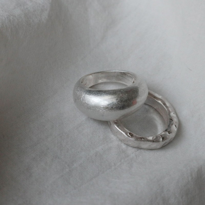 볼드 무광 실버 가락지 반지 세트 (2pcs set)