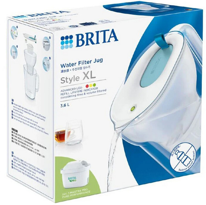 브리타 워터 필터 저그 스타일 XL 3.6L 맥스트라 프로 포함