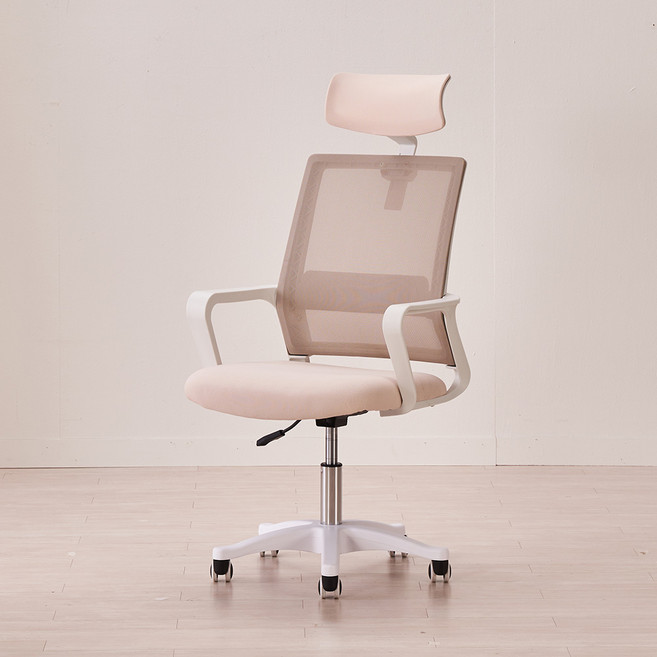 동서가구 편안한 사무용 컴퓨터 메쉬 헤더형 의자 DF646148, 아이보리