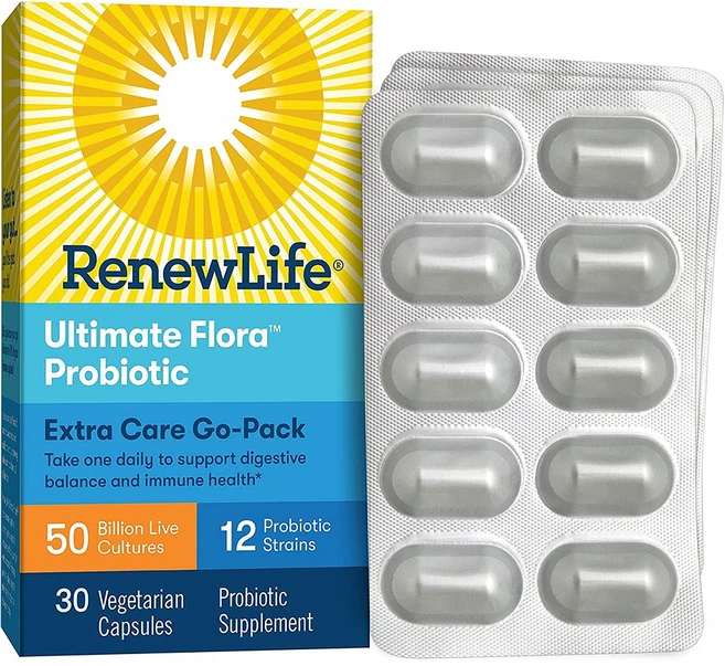 Ultimate Flora Go-Pack Probiotic 50Billion리뉴라이프 유산균 엑스트라케어 고팩 30정, 1개 - 쿠팡