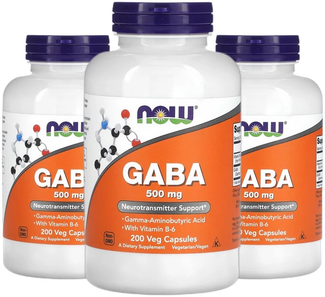 나우푸드 가바 GABA 500mg 비타민B-6 함유 베지 캡슐 200정 2+1, 3개, 200회분 - 쿠팡