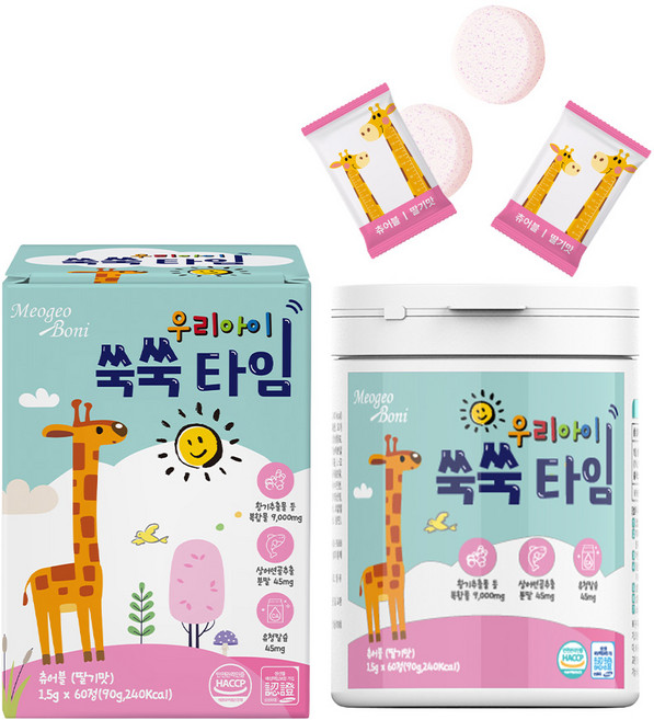 머거보니 우리아이 쑥쑥타임 황기추출물 유청칼슘 상어연골추출물, 1박스, 60정