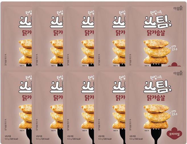 [아임닭] 한입가득 스팀 닭가슴살 오리지널, 10개, 100g