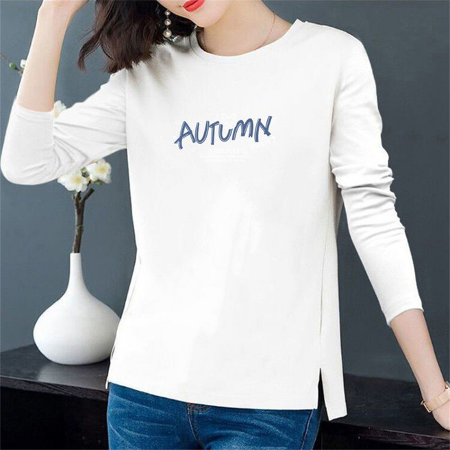 TKX 여성용 간절기 긴팔 티셔츠 편안한 면 소재 자체제작 빅사이즈 예쁜티