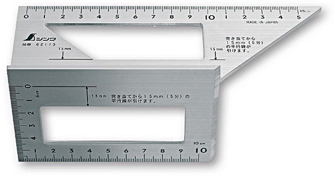 일본 신와 알루미늄 연귀자 직각자 삼각자 목공용 스피드스퀘어 연기자 머구리 목공자, 1개