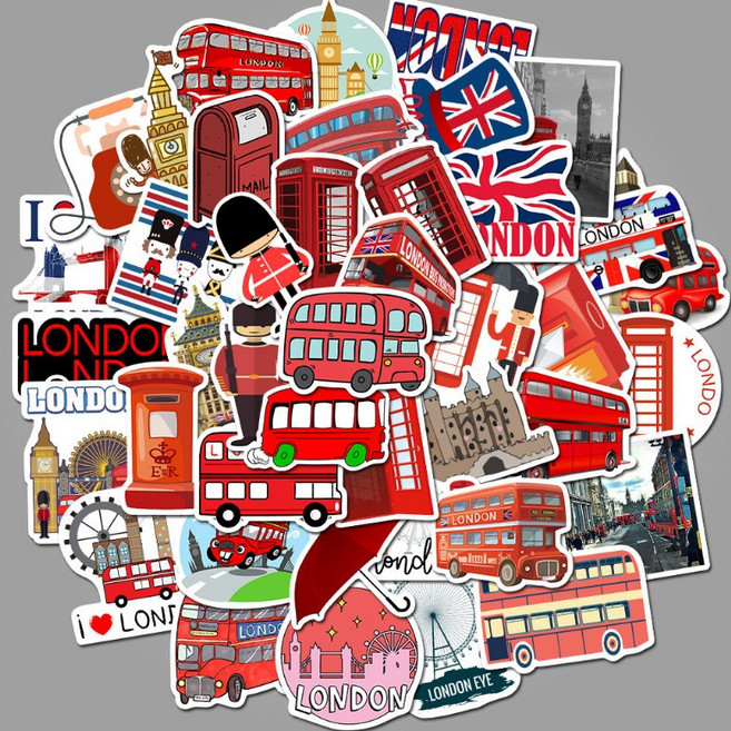 올리브파티 감성 캐리어 노트북 여행 방수 스티커 50P 세트, 2세트, 런던