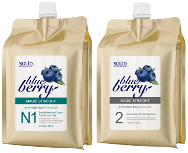 [아름다운화장품] 솔리드 블루베리 매직 스트레이트 (건강모용) N 500g 1제+2제 액상, 1개