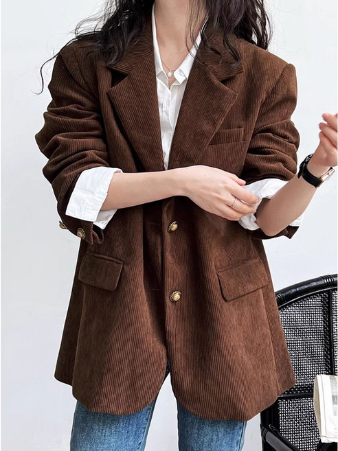 넬로넬리 브라운 코듀로이 정장 코트 스타일리쉬한 디자인 감각