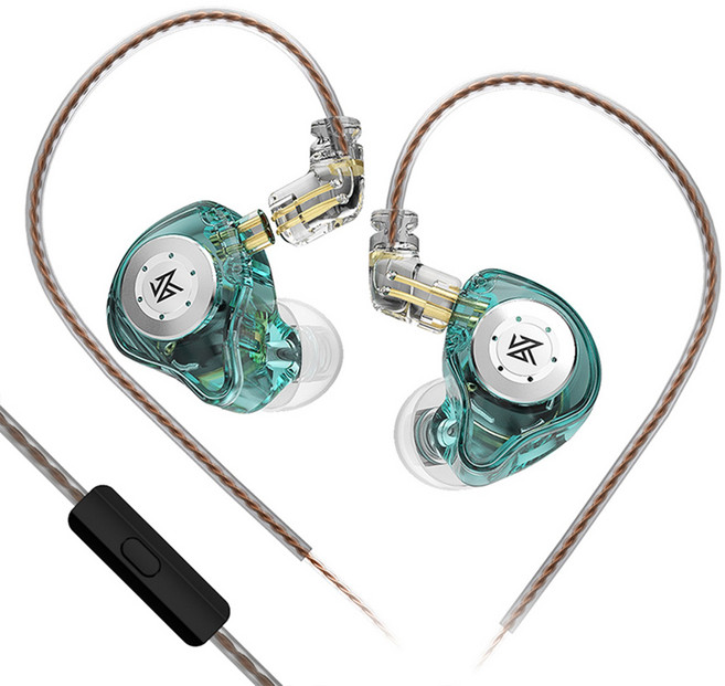 Keephifi KZ EDX Pro 게이밍 이어폰 IEM 이어 모니터에 1DD 유선 연결 10mm 다이내믹 드라이버 포함 베이스 사운드, 마이크, 초록
