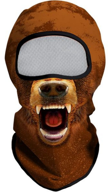 오바클 발라클라바 페이스 마스크 남성 경량 스키 사냥 사이클링 낚시용, Bear Open Face Brown, Large, Bear Open Face Brown, 1개