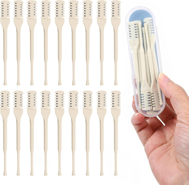 KFHENSOMR 30PCS 수동 코털 트리머 여성 및 남성용 보관함이 있는 양면 클리너 회전 면도기 커터, 30