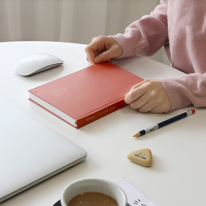 [건망증] 더메모 워크라이프 CHECK 만년다이어리, coral