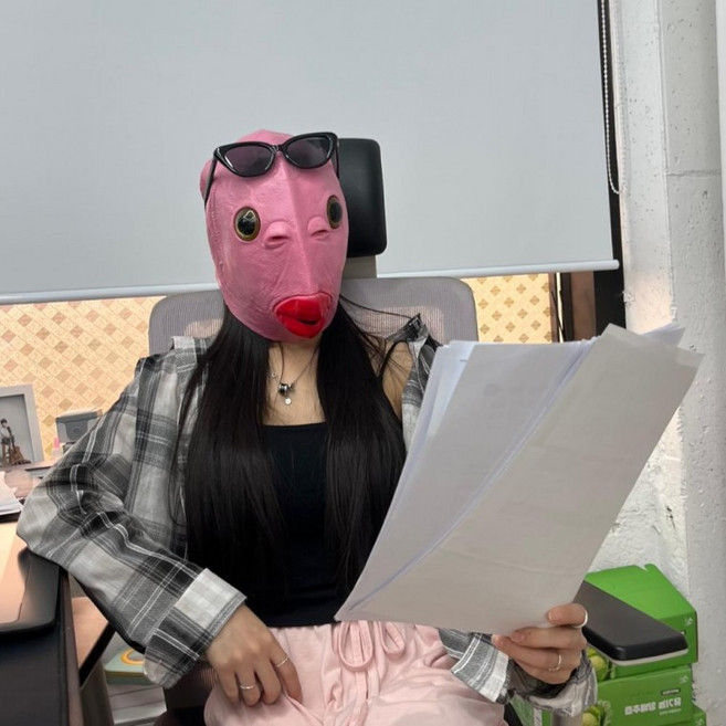 [생활의힘]물고기 핑크 얼굴 가면 파티 핑크 소품 물고기 가면 마스크 용품 취미용, 1개, 상세페이지 참조