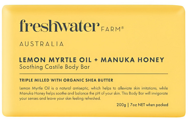 호주 프레쉬워터팜 ﻿레몬머틀 오일 마누카 허니 수딩 바디바 솝, 200g, 1개입