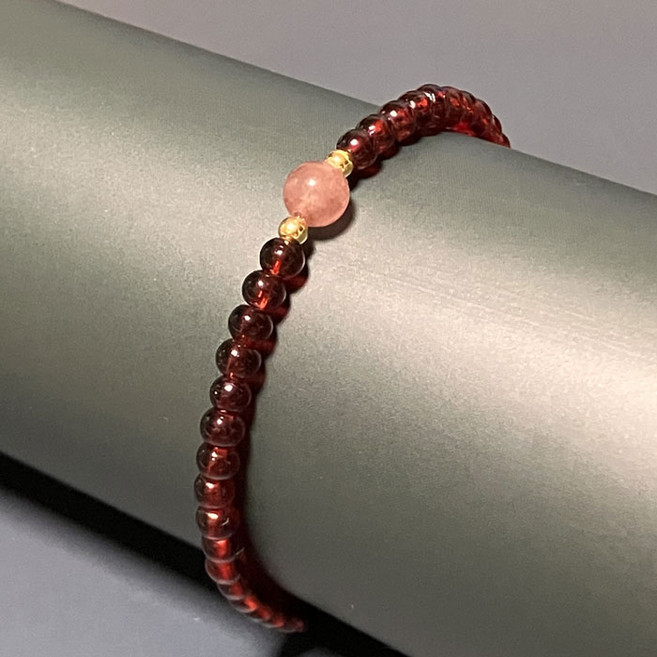 가넷원석팔찌 천연 가넷4.2mm스톤 원석 딸기석 팔찌