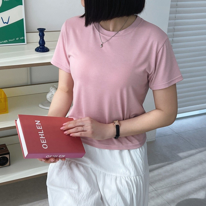 국산 여성 반팔티 이너 티셔츠 모달 여성 반팔 티셔츠 여자 반팔티