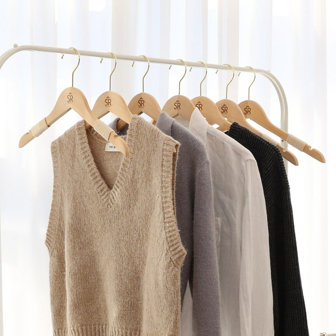 SR 어깨뿔방지 논슬립 원목 옷걸이, 20개, 여성용 원목