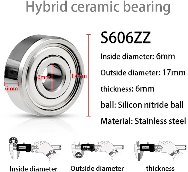 하이브리드 세라믹 볼 낚시 베셀 변형 베어링 MR128 MR137 MR148 R188 606 608 2RS 6700 6703 6704 ZZ 1 개, 07 S606ZZ 6x17x6mm, 02 1Pcs