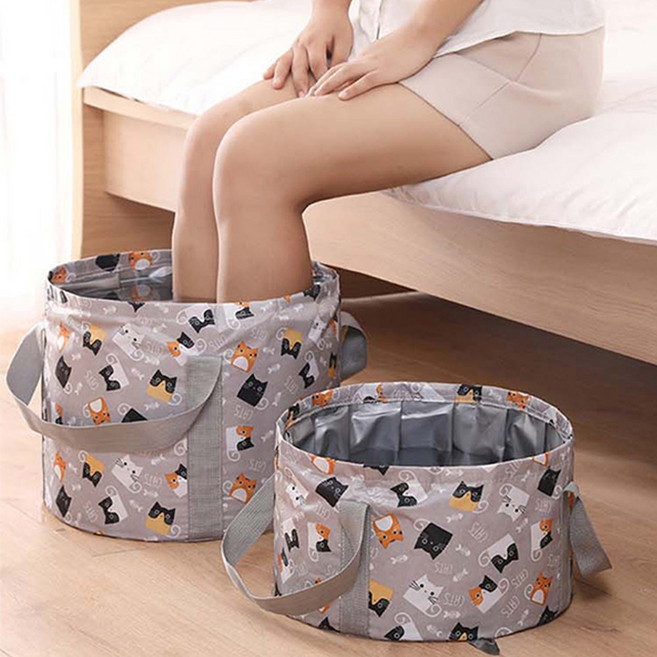 옥스퍼드 휴대용 접이식 미니 발 족욕 족탕기 대야 통, 접이식 족욕세트, 1개