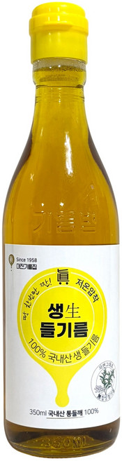 60년전통 대전기름집 100% 국산 생들기름, 1개, 350ml