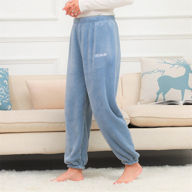 RTXSPORTS 수면바지 여성 남성 커플 기모 자수 홈웨어 잠옷바지