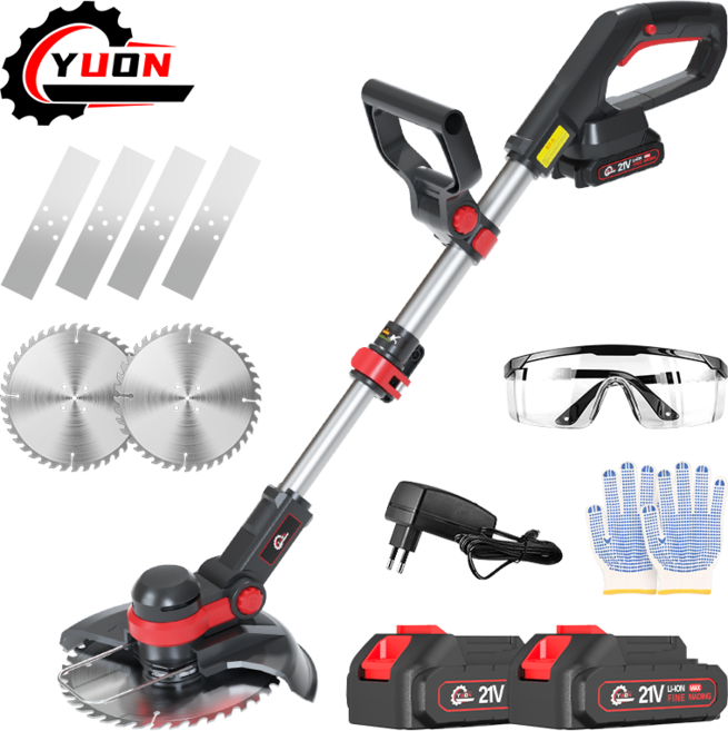 독일기술 21V 무선 전동 충전 예초기 제초기 전기 잔디깍기 한손 초강력 고출력 미니 잡초제거 YUON, 큰2배터리+수납봉지, 1세트