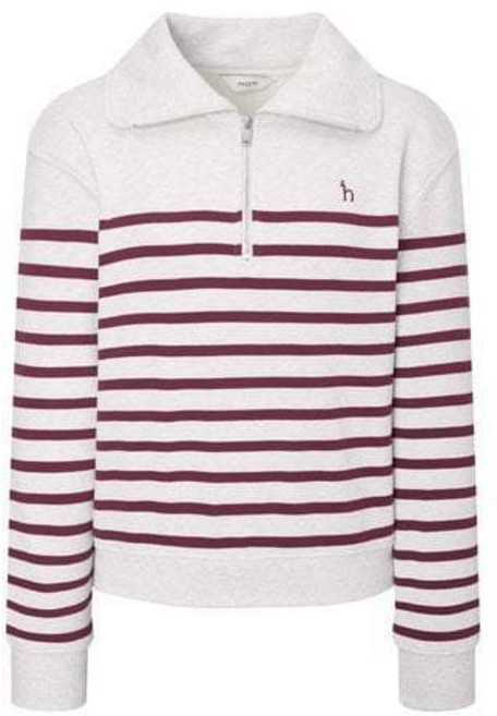 [국내백화점] 헤지스레이디스 루즈핏 스트라이프 반집업 스웨트셔츠 여성캐주얼 데일리룩