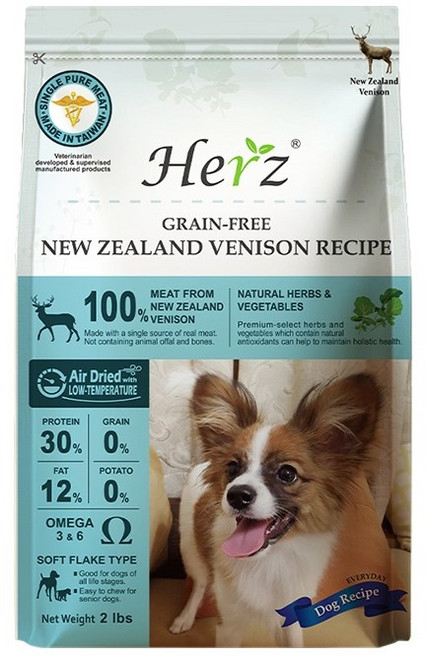 Herz 赫緻 低溫烘培狗糧 2磅 純肉健康糧 單一純肉 赤靈芝, 1個, 赫緻-紐西蘭鹿肉 2磅, 908g, 鹿肉
