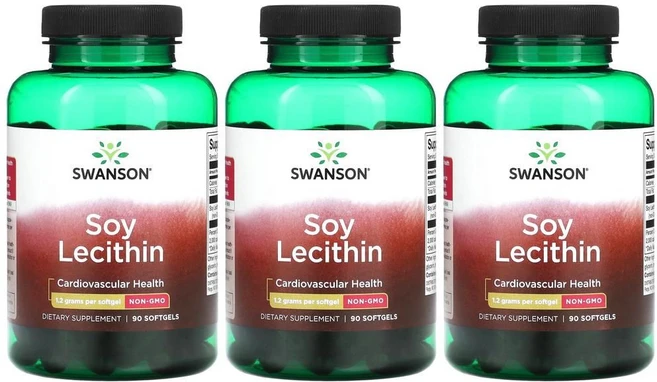(3병) 스완슨 대두 레시틴 1200mg 스프트젤 90정 Soy Lecithin Non-GMO(유전자변형성분 무햠유), 3개 - 쿠팡