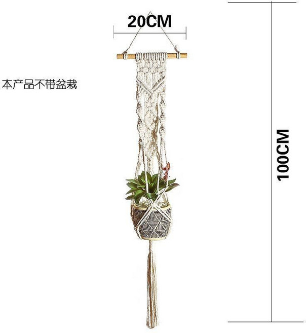森林優選 居家創意裝飾吊飾 月亮捕夢網 波西米亞風 手工編織流蘇掛毯, 吊籃 20x90cm