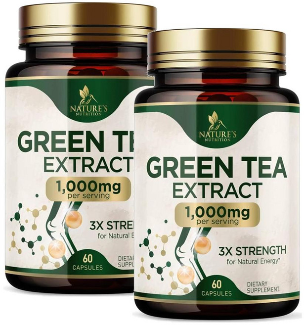 네이쳐뉴트리션 그린티 녹차 추출물 1000mg 캡슐 Nature's Nutrition Green Tea Extract, 2개, 60정