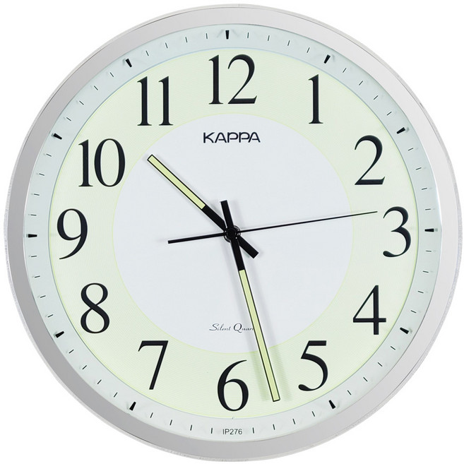 고휘도 축광 야광 저소음 모던 인테리어 원형 벽시계, 실버