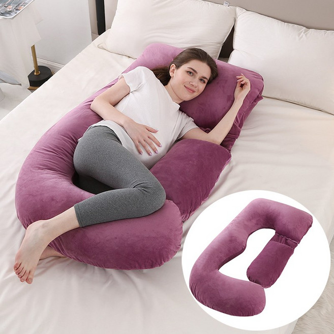 정싱 J자형 바디필로우 사이드베개 롱 쿠션 롱 쿠션 탈부착 바디필로우, 퍼플