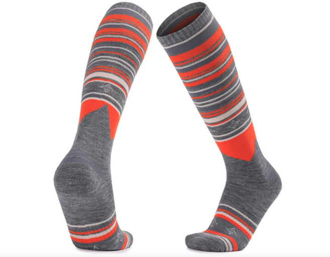 戶外機能羊毛滑雪襪/加厚毛圈長筒襪/美利奴羊毛襪/專業滑雪襪 保暖透氣/親膚高彈, 橙色, 1個