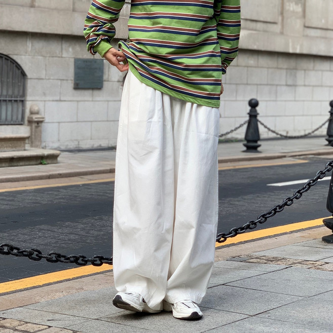 SELEAD 배기 팬츠 남녀공용 루즈핏 카고바지 통바지 와이드핏 카고 밴딩 와이드팬츠 빅사이즈 치노팬츠 남자벌룬팬츠