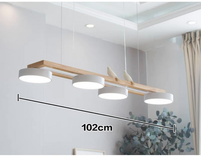 HUGO LIGHTING 木質小鳥吊燈 磁吸LED光板 餐桌吊燈 簡約現代 直排式吧檯燈, 白色 附線250cm  可調